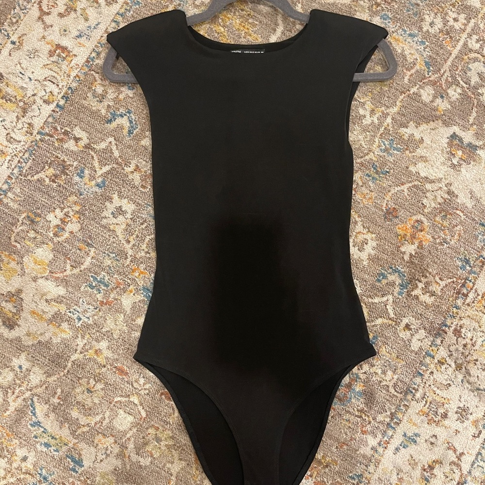 Zara Classic Shoulder Pad Black Bodysuit